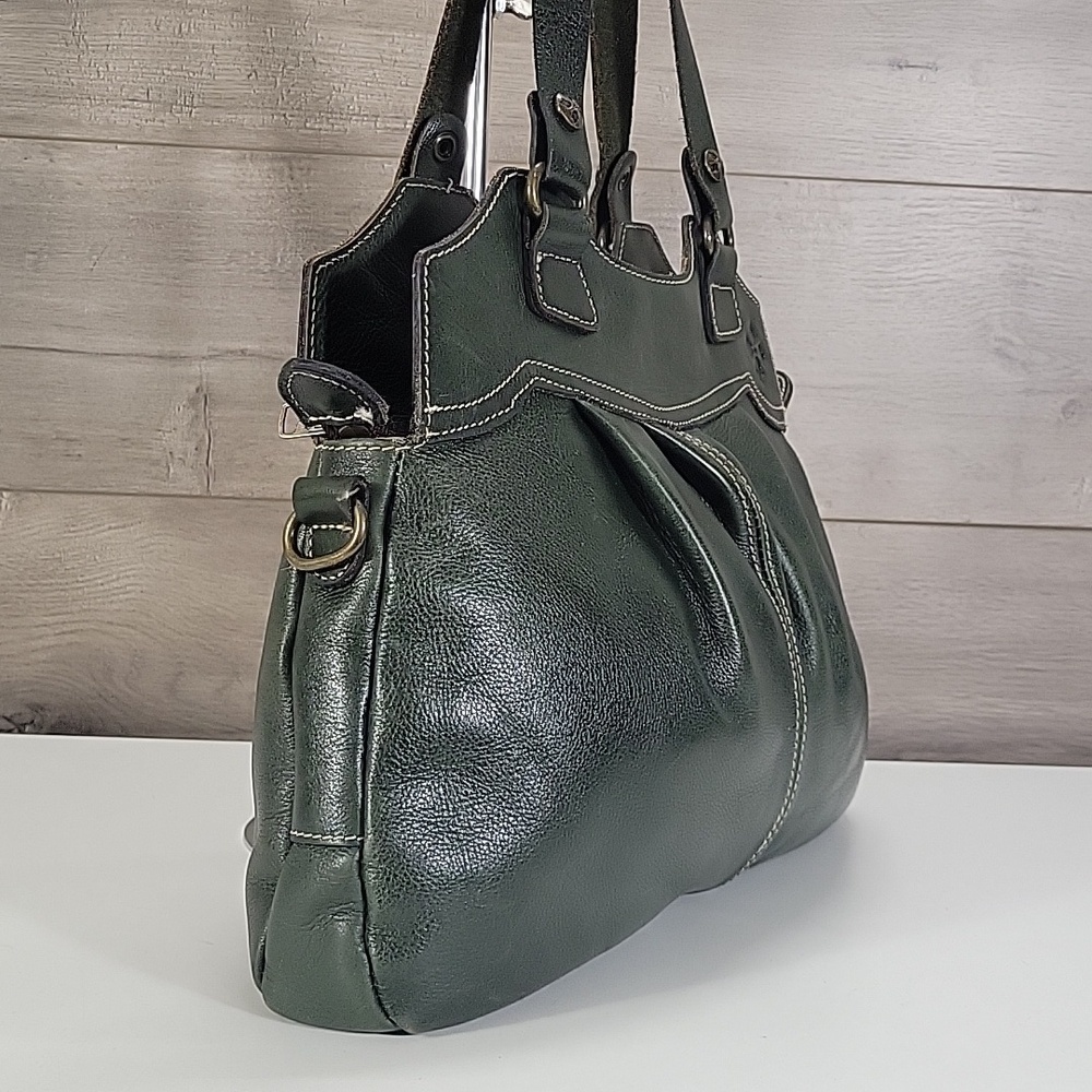 Patricia Nash Dark Green Leather Napoli Satchel Handbag Purse Tote - Picture 4 of 16